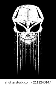 Stylized human skull image, vector skull illustration, on black background.