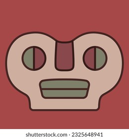 Stylized human skull. Native American ethnic design from Tiwanaku, ancient Peru. 