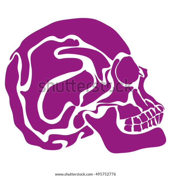 stylized-human-skull-profile-drawing-hands-stock-vector-royalty-free