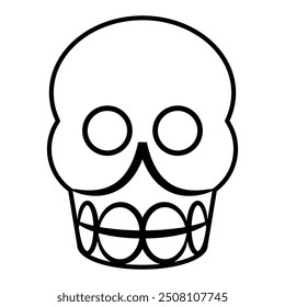 Stylized human skull. Symbol gf death. Indigenous ethnic design of Aztec Indians. Black and white linear silhouette.