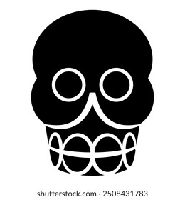 Stylized human skull. Symbol gf death. Indigenous ethnic design of Aztec Indians. Black and white silhouette.