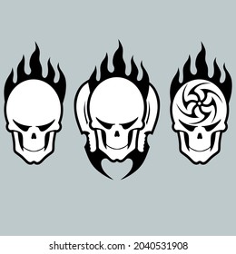 stylized human skull trendy tattoo