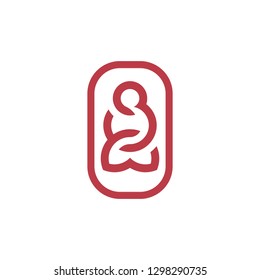 Stylized human yoga pose. Design element, vector icon.