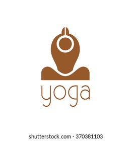 Stylized human in yoga pose. Vector icon.