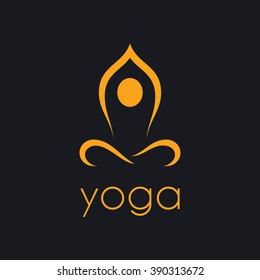 Stylized human in yoga pose. Vector icon.