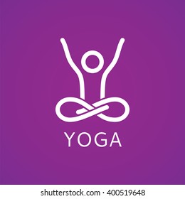 Stylized human in yoga pose. Vector icon.