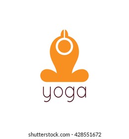 Stylized human in yoga pose. Vector icon.