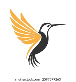 Stylized Hummingbird Icon clean and Minimalist Vector.