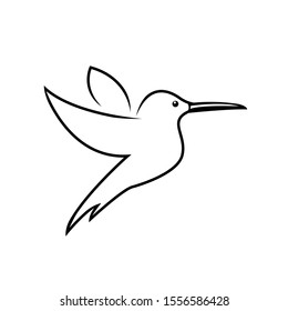 Stylized hummingbird icon or logo in different styles: line art, solid black and color. Isolated colibri symbol vector illustration.