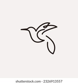 Stylized hummingbird with one line vector illustration