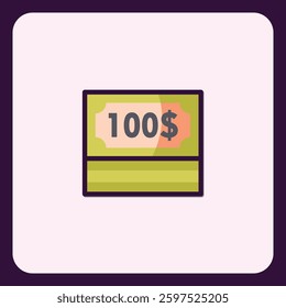Stylized hundred dollar bill icon for financial application interfaces