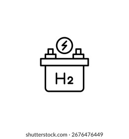 Stylized hydrogen battery icon representing clean energy source usage