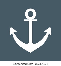 Stylized icon of  anchor in white on a colored background