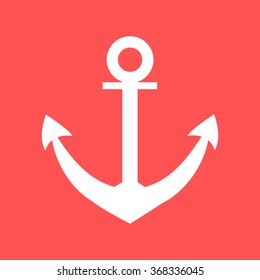 Stylized icon of  anchor in white on a colored background