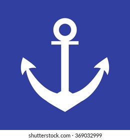 Stylized icon of  anchor in white on a colored background