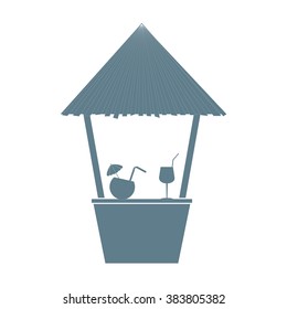 Stylized icon of the bar on the beach with cocktails