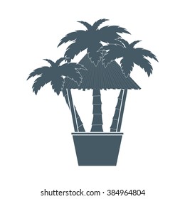 Stylized icon of the bar on the beach with palm trees