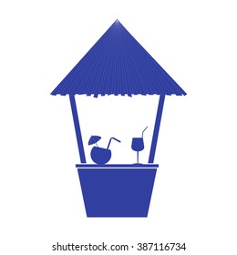 Stylized icon of the bar on the beach with cocktails on a white background