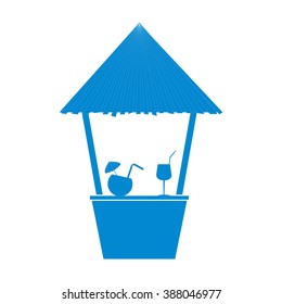 Stylized icon of the bar on the beach with cocktails on a white background