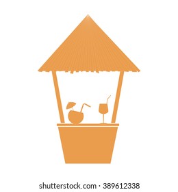 Stylized icon of the bar on the beach with cocktails on a white background