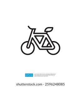 Stylized Icon Of A Bicycle With Leaf Illustrating Eco-Friendly Transportation Concept In Minimalist Design