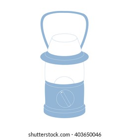 Stylized icon of a blue camping light on a white background