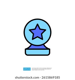 Stylized Icon of a Blue Trophy With a Star on Top Representing Achievement and Success in Education and Science