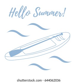 Stylized icon of boat with oar. Design for banner, poster or print.