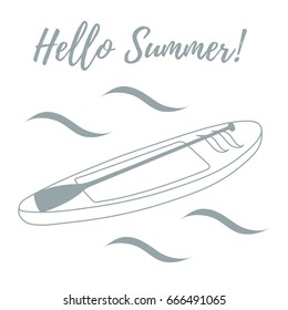 Stylized icon of boat with oar. Design for banner, poster or print.