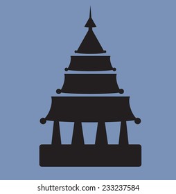Stylized icon of Buddhist temple. Vector in two colours. 