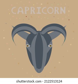 Stylized icon of Capricorn zodiac sign. Astrology symbol. 