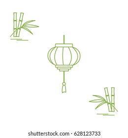 Stylized icon of the chinese lantern and bamboo. Travel and leisure. Design for banner, poster or print.