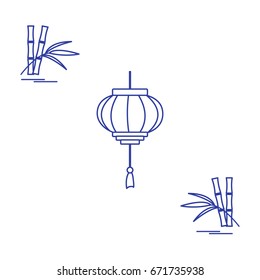 Stylized icon of the chinese lantern and bamboo. Travel and leisure. Design for banner, poster or print.