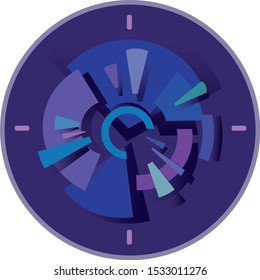 a stylized icon of clock in blue colors