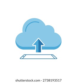 A stylized icon of a cloud with an upward arrow