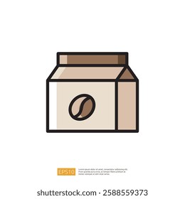 Stylized Icon of a Coffee Package with a Bean Illustration in a Minimalist Design for Beverage Enthusiasts and Coffee Lovers