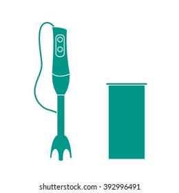 Stylized icon of a colored blender on a white background