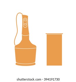 Stylized icon of a colored blender on a white background