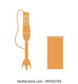 Stylized icon of a colored blender on a white background