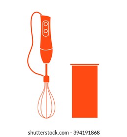 Stylized icon of a colored blender on a white background