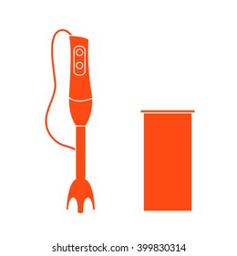 Stylized icon of a colored blender on a white background