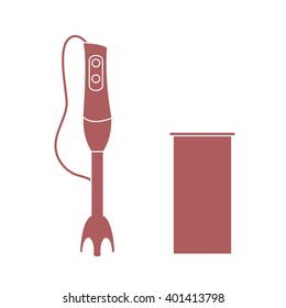 Stylized icon of a colored blender on a white background