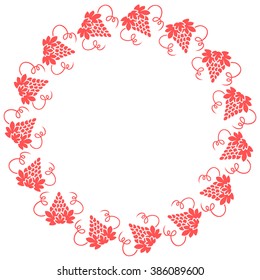 Stylized icon of a colored bunch of grapes arranged in a circle on a white background