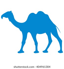 Stylized icon of a colored camel on a white background