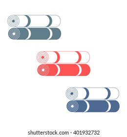 Stylized icon of a colored camping mats on a white background