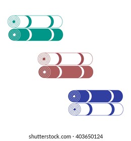 Stylized icon of a colored camping mats on a white background
