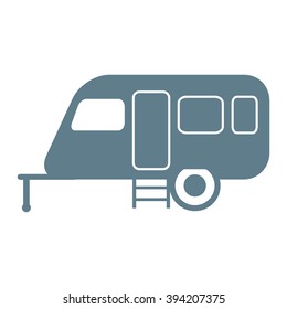 Stylized icon of a colored caravan on a white background