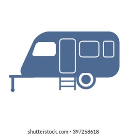 Stylized icon of a colored caravan on a white background