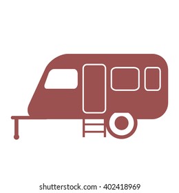 Stylized icon of a colored caravan on a white background