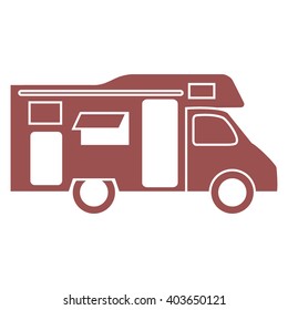 Stylized icon of a colored caravan on a white background